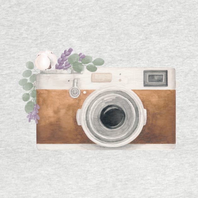 Camera and Florals Watercolor by Flowering Words